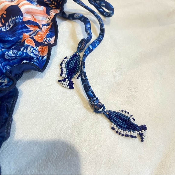 New! Agua Bendita Azure Alegria Floral Blue Bikini Bottom 3937 - Picture 6 of 9